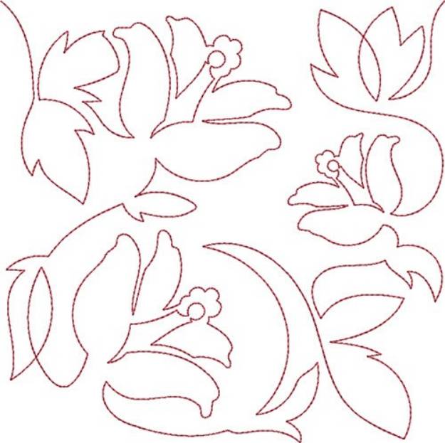 Picture of Free Motion Spring Hibiscus Machine Embroidery Design