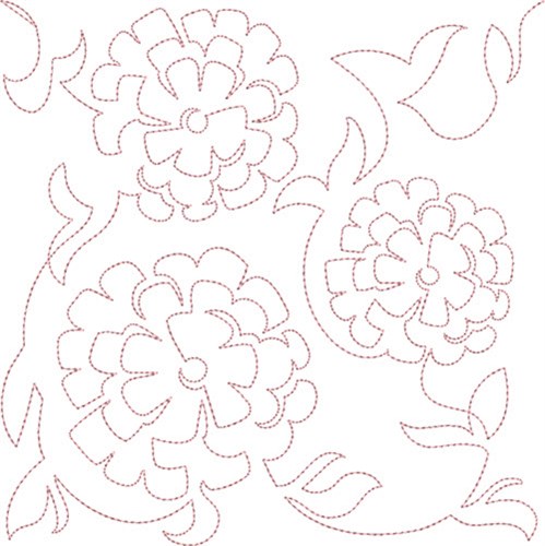 Free Motion Spring Mums Machine Embroidery Design