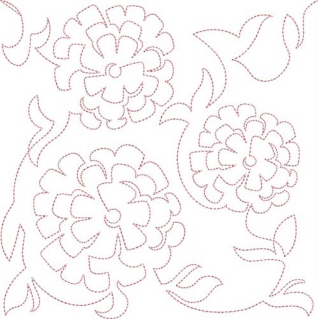 Picture of Free Motion Spring Mums Machine Embroidery Design