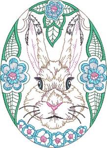 Picture of Easter Rabbit Egg Machine Embroidery Design
