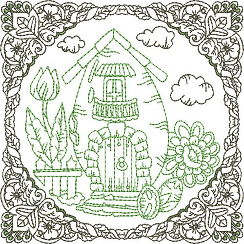 Easter House Block Machine Embroidery Design