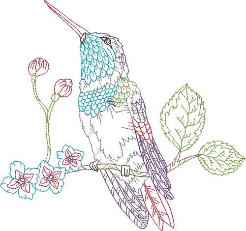 Spring Hummingbird Machine Embroidery Design