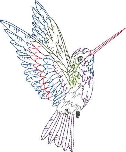 Flying Hummingbird Machine Embroidery Design