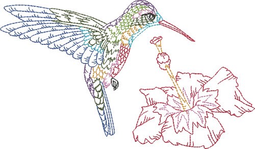 Hummingbird Bloom Machine Embroidery Design