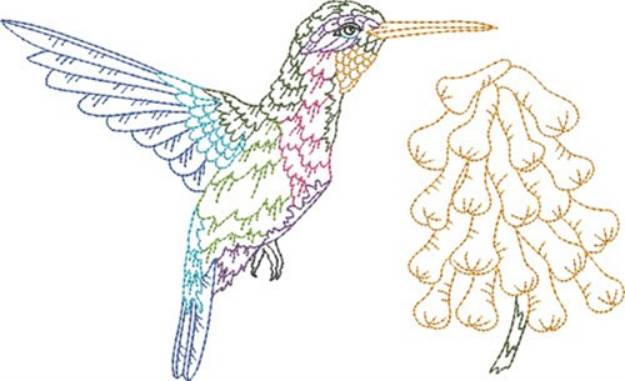 Picture of Flowers & Hummingbird Machine Embroidery Design