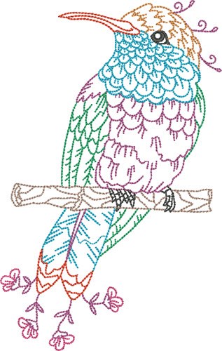 Elegant Hummingbird Machine Embroidery Design