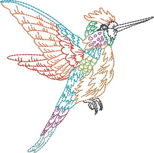 Outline Hummingbird Machine Embroidery Design