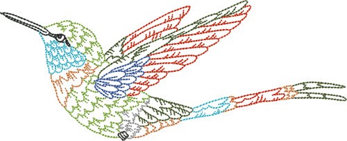 Hummingbird In Flight Machine Embroidery Design