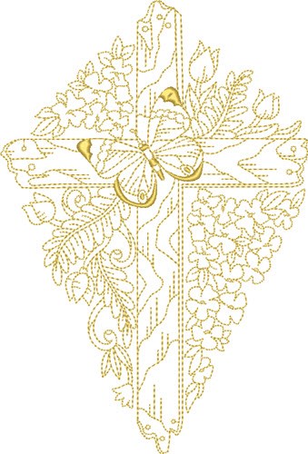 Butterfly Cross Machine Embroidery Design