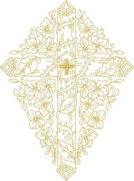Picture of Floral Cross Outline Machine Embroidery Design
