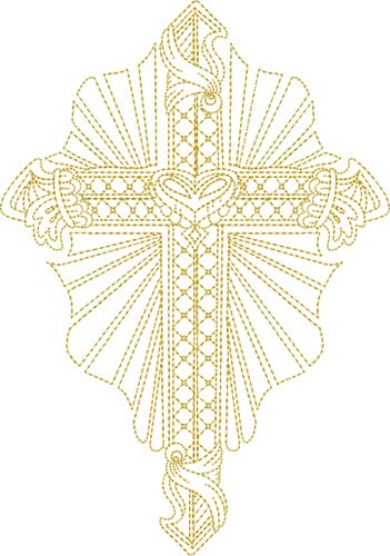 Ornament Cross Machine Embroidery Design