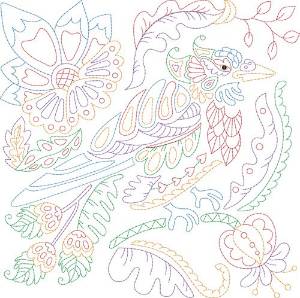 Picture of Jacobean Bird Outline Machine Embroidery Design