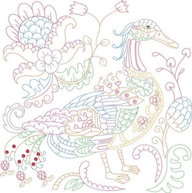 Picture of Jacobean Duck Machine Embroidery Design