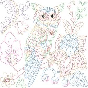 Picture of Jacobean Owl Machine Embroidery Design