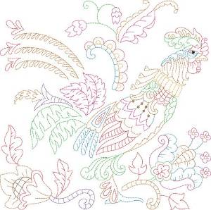 Picture of Jacobean Rooster Machine Embroidery Design