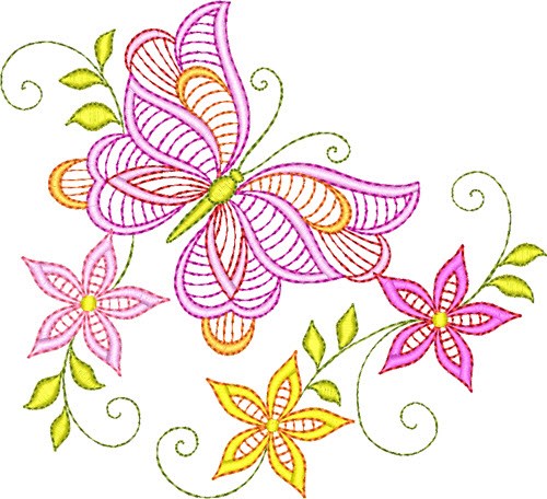 Butterflies Floral Machine Embroidery Design