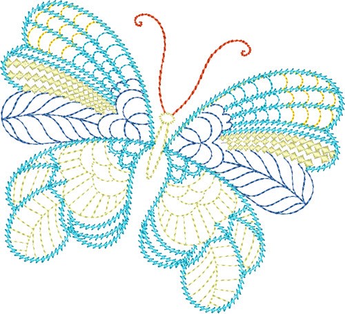 Whimsical Blue Butterfly Machine Embroidery Design