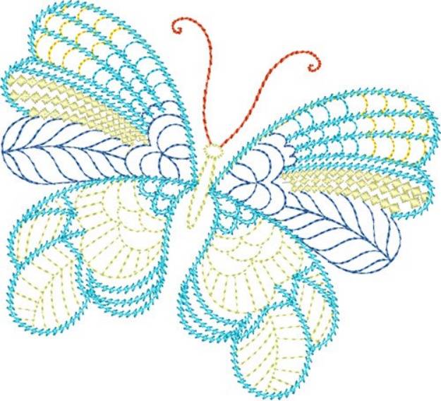 Picture of Whimsical Blue Butterfly Machine Embroidery Design
