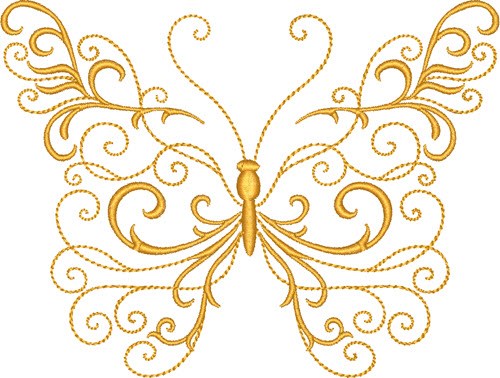Gold Butterfly Machine Embroidery Design