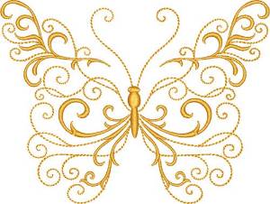 Picture of Gold Butterfly Machine Embroidery Design