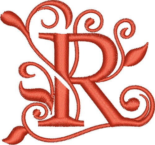 Elegant Monogram Font R Machine Embroidery Design