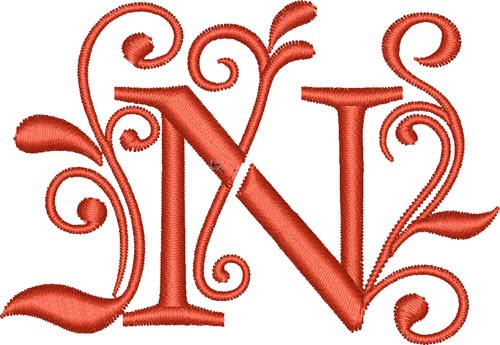 Elegant Monogram Font N Machine Embroidery Design