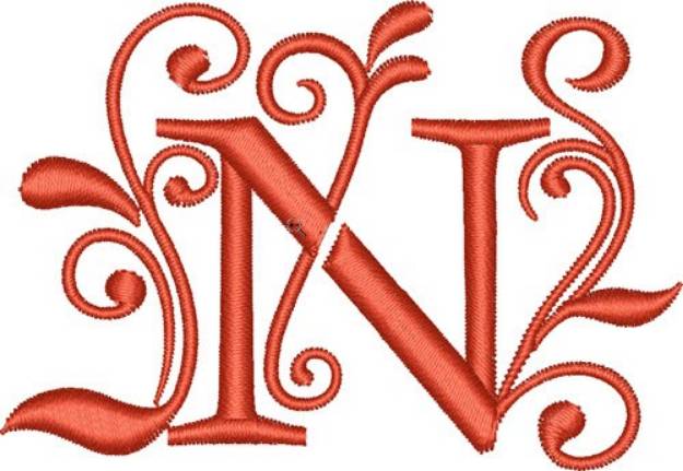 Picture of Elegant Monogram Font N Machine Embroidery Design