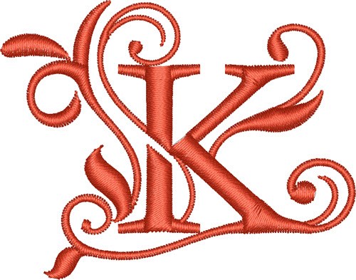 Elegant Monogram Font K Machine Embroidery Design