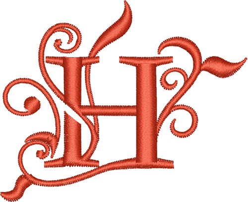 Elegant Monogram Font H Machine Embroidery Design