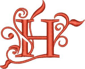 Picture of Elegant Monogram Font H Machine Embroidery Design