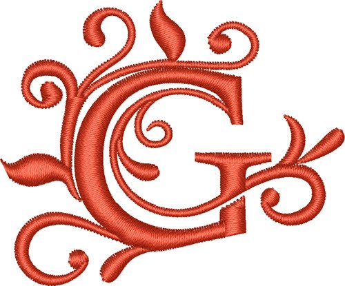 Elegant Monogram Font G Machine Embroidery Design