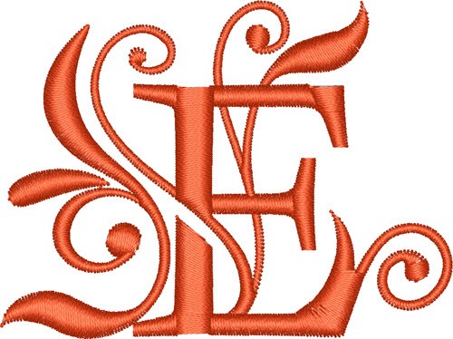 Elegant Monogram Font E Machine Embroidery Design