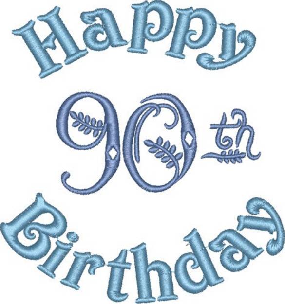 Picture of 90th Happy Birthday Machine Embroidery Design