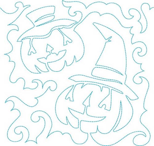 Picture of Free Motion Pumpkins Machine Embroidery Design