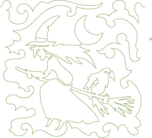 Free Motion Witch Machine Embroidery Design