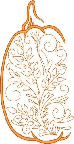 Pumpkin & Leaves Machine Embroidery Design