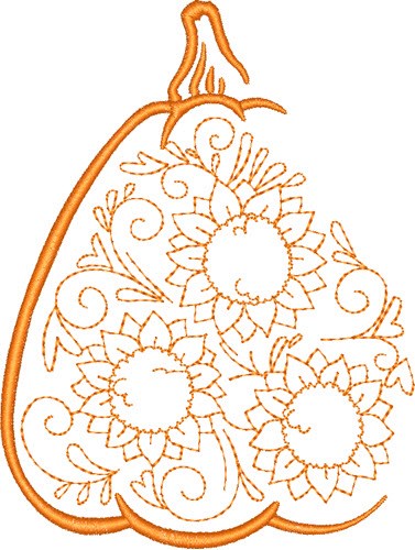 Sunflower Pumpkin Machine Embroidery Design