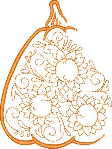 Picture of Sunflower Pumpkin Machine Embroidery Design
