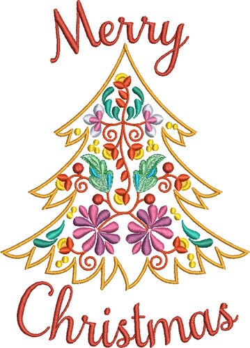 Christmas Jacobean Tree Machine Embroidery Design