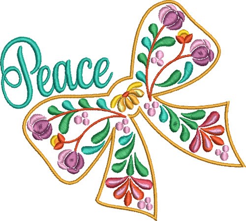 Christmas Jacobean Peace Bow Machine Embroidery Design