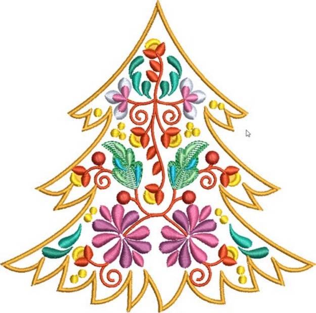 Picture of Jacobean Christmas Tree Machine Embroidery Design