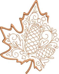 Picture of Fall Decorative Maple Leaf Machine Embroidery Design
