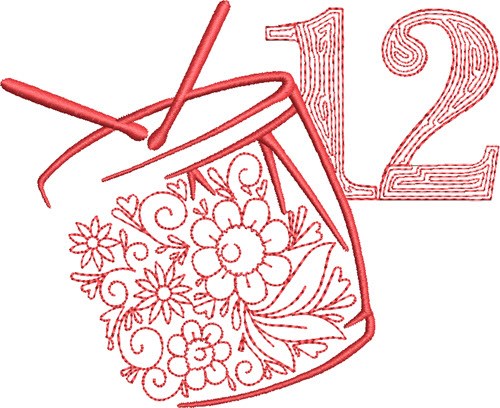 12th Day Of Christmas Machine Embroidery Design