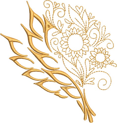 Thanksgiving Decorative Wheat Machine Embroidery Design