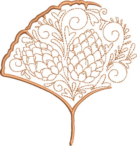 Fall Decorative Ginko Leaf Machine Embroidery Design