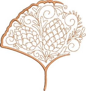 Picture of Fall Decorative Ginko Leaf Machine Embroidery Design