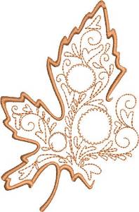 Picture of Fall Decorative Oak Leaf Machine Embroidery Design