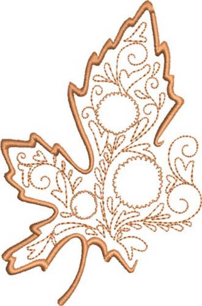 Picture of Fall Decorative Oak Leaf Machine Embroidery Design