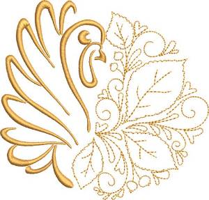Picture of Thanksgiving Decorative Turkey Machine Embroidery Design