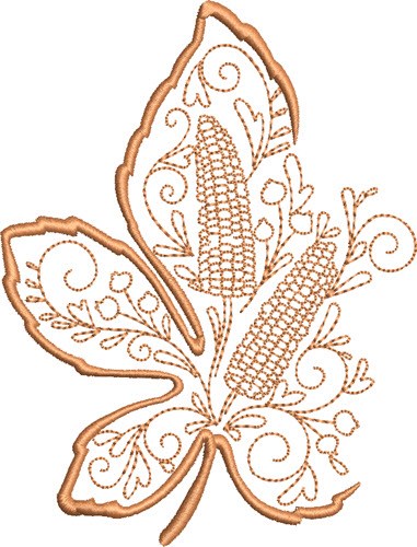 Fall Decorative Hickory Leaf Machine Embroidery Design